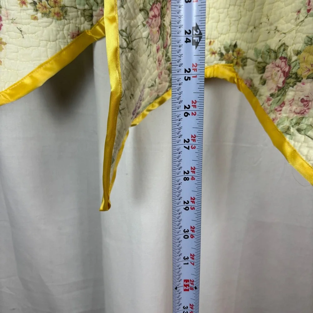 Floral Quilted Bow‎ Door Hanger Wall Decor Yellow Trim Large Fabric Accent